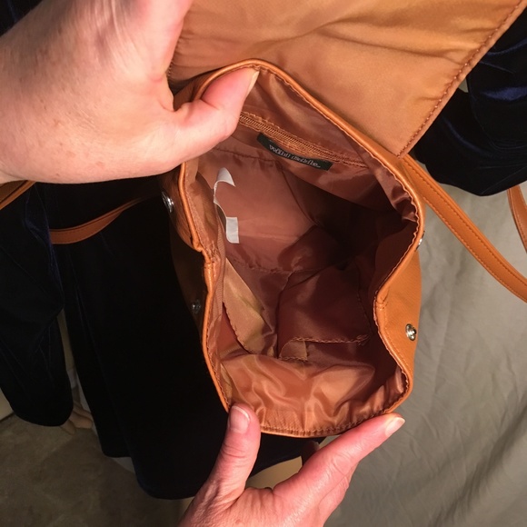 NWT WILD FABLE BACKPACK PURSE W/FRINGE Cognac/Gold - Picture 6 of 8